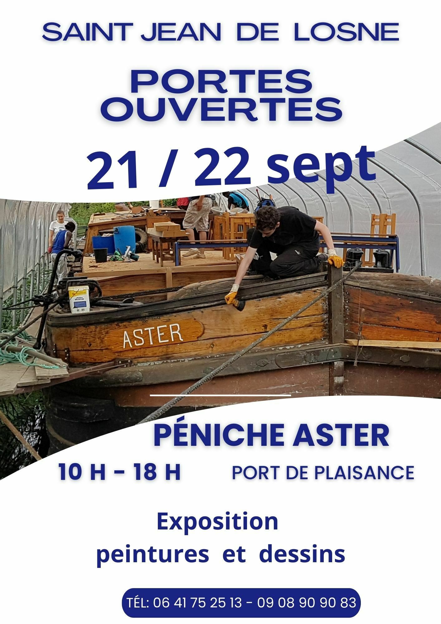 Portes ouvertes à la péniche Aster Du 21 au 22 sept 2024