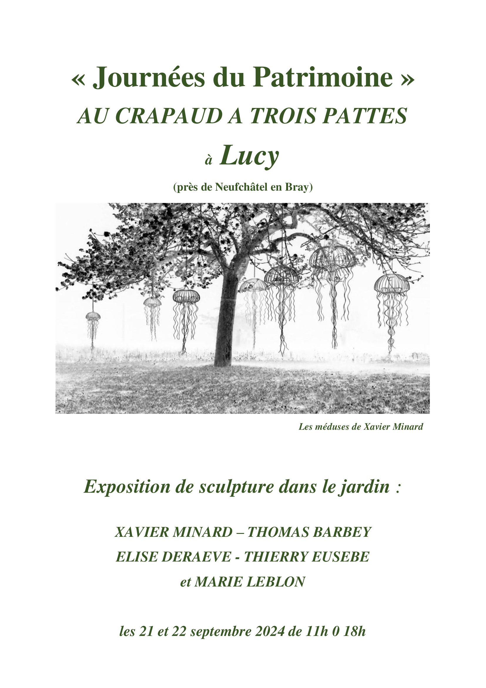 Exposition de sculptures Du 21 au 22 sept 2024