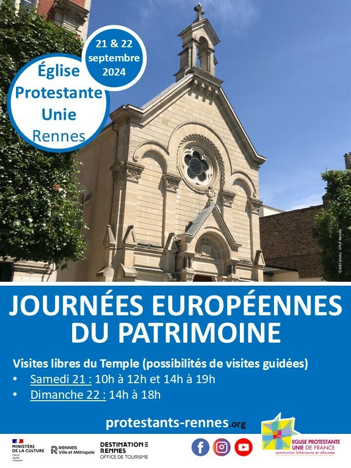 Visites libres ou guidées du Temple protestant de Rennes Du 21 au 22 sept 2024