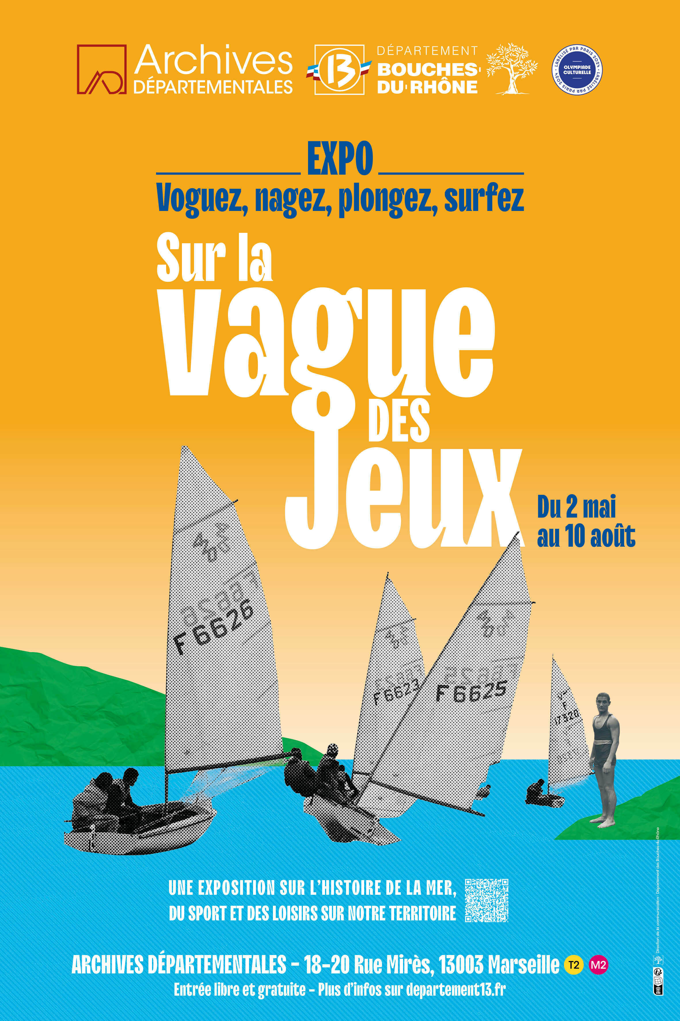 Exposition temporaire "Voguez, nagez, plongez, surfez... Sur la vague des Jeux" : visites commentée…