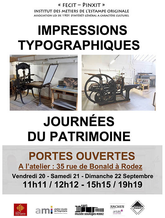 Impressions typographiques : portes ouvertes Du 20 au 22 sept 2024