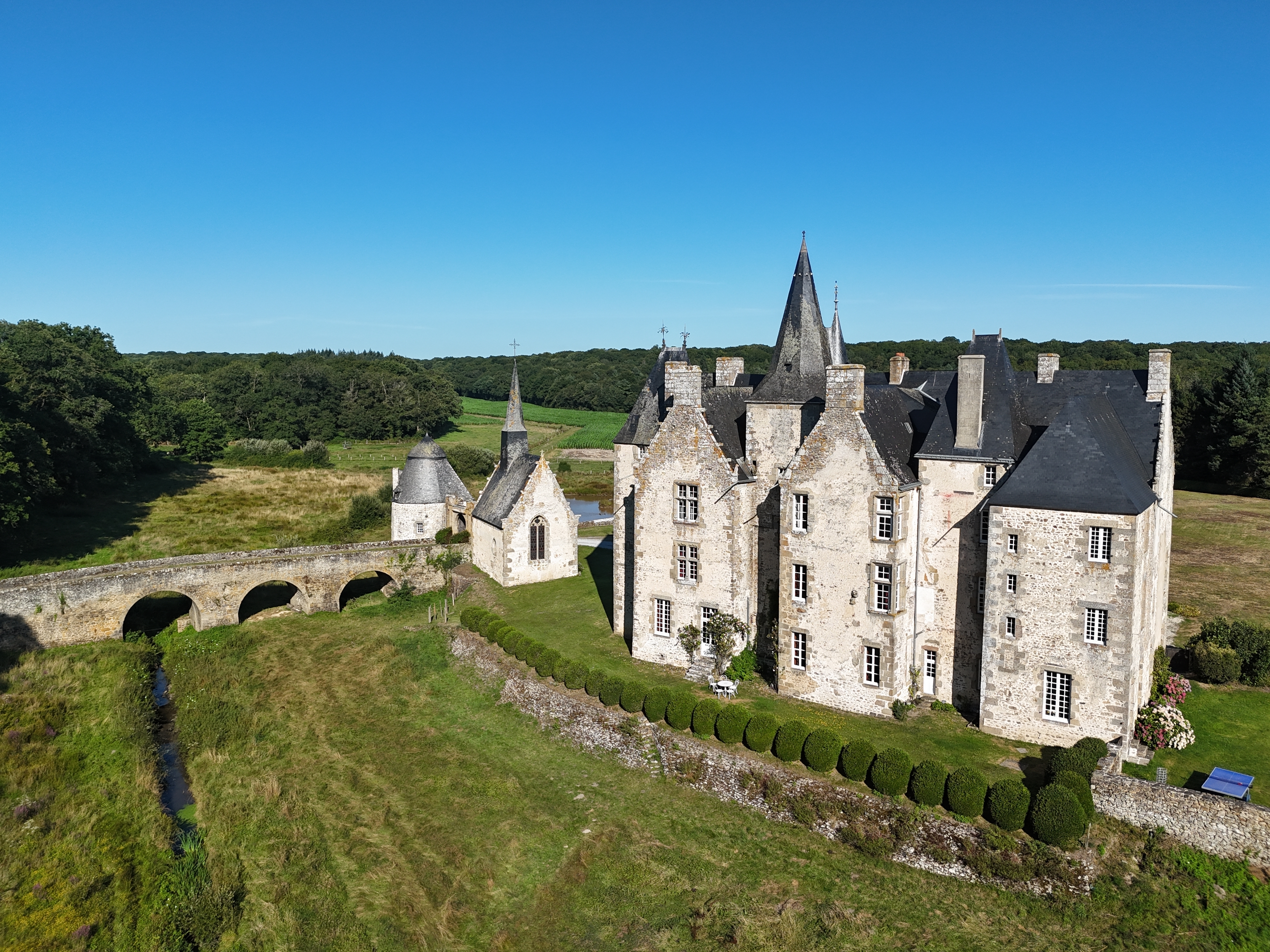 Visite guidée et commentée du château de Bourgon à Montourtier, tour en attelage du site avec une p…