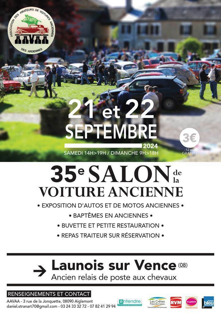 Participez au 35ème salon de la voiture ancienne Du 21 au 22 sept 2024